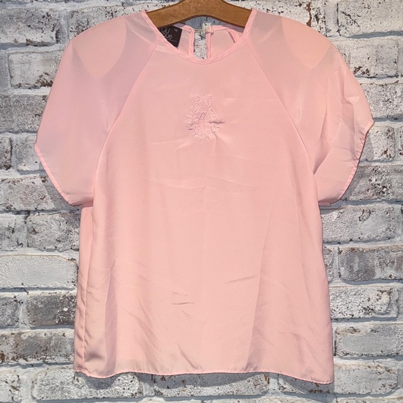 Vintage Pink Blouse with Emblem - Picture 3 of 5